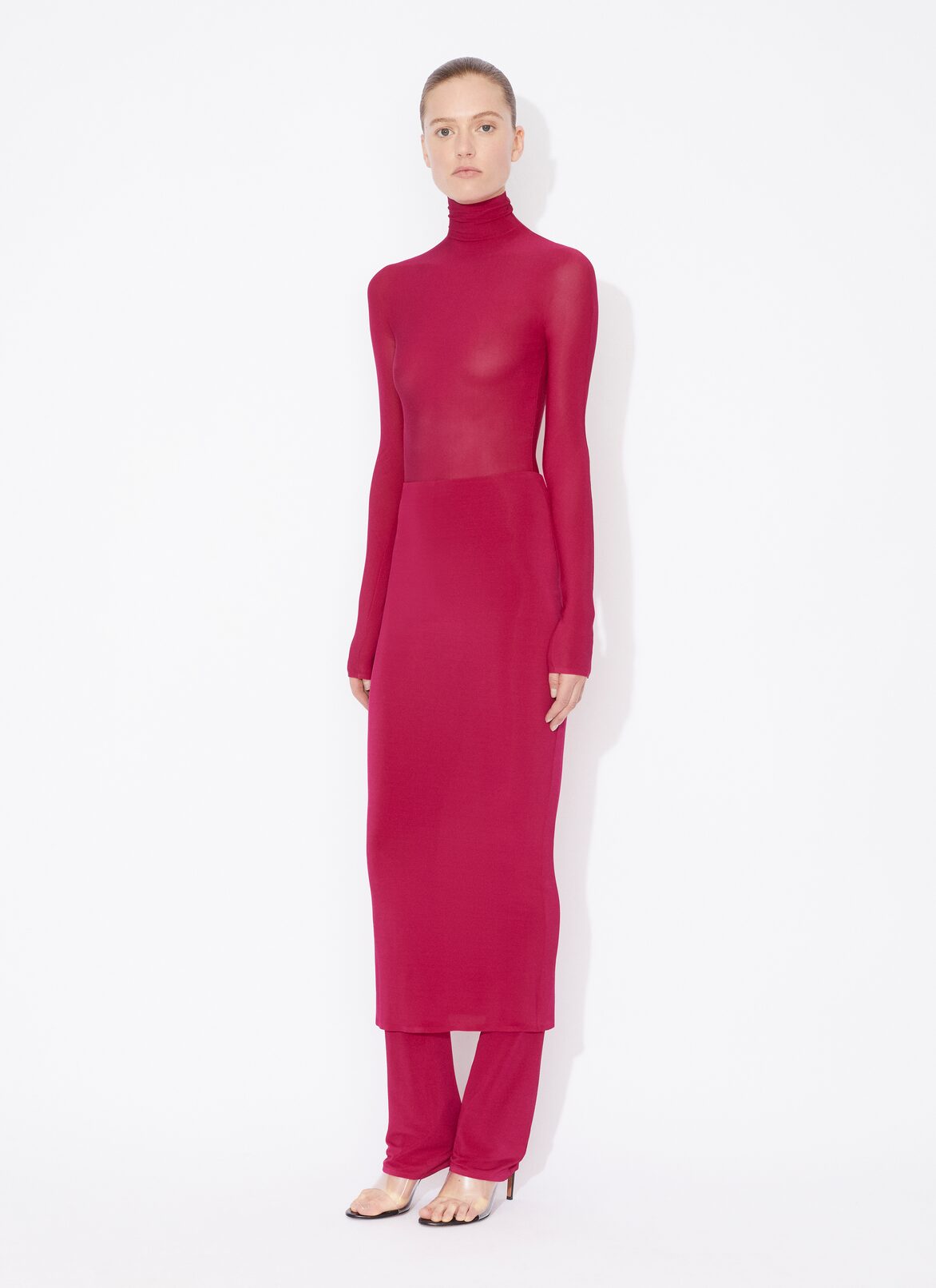 HIGH NECK JERSEY BODY  ALAÏA FUCHSIA HIGH NECK JERSEY BODY